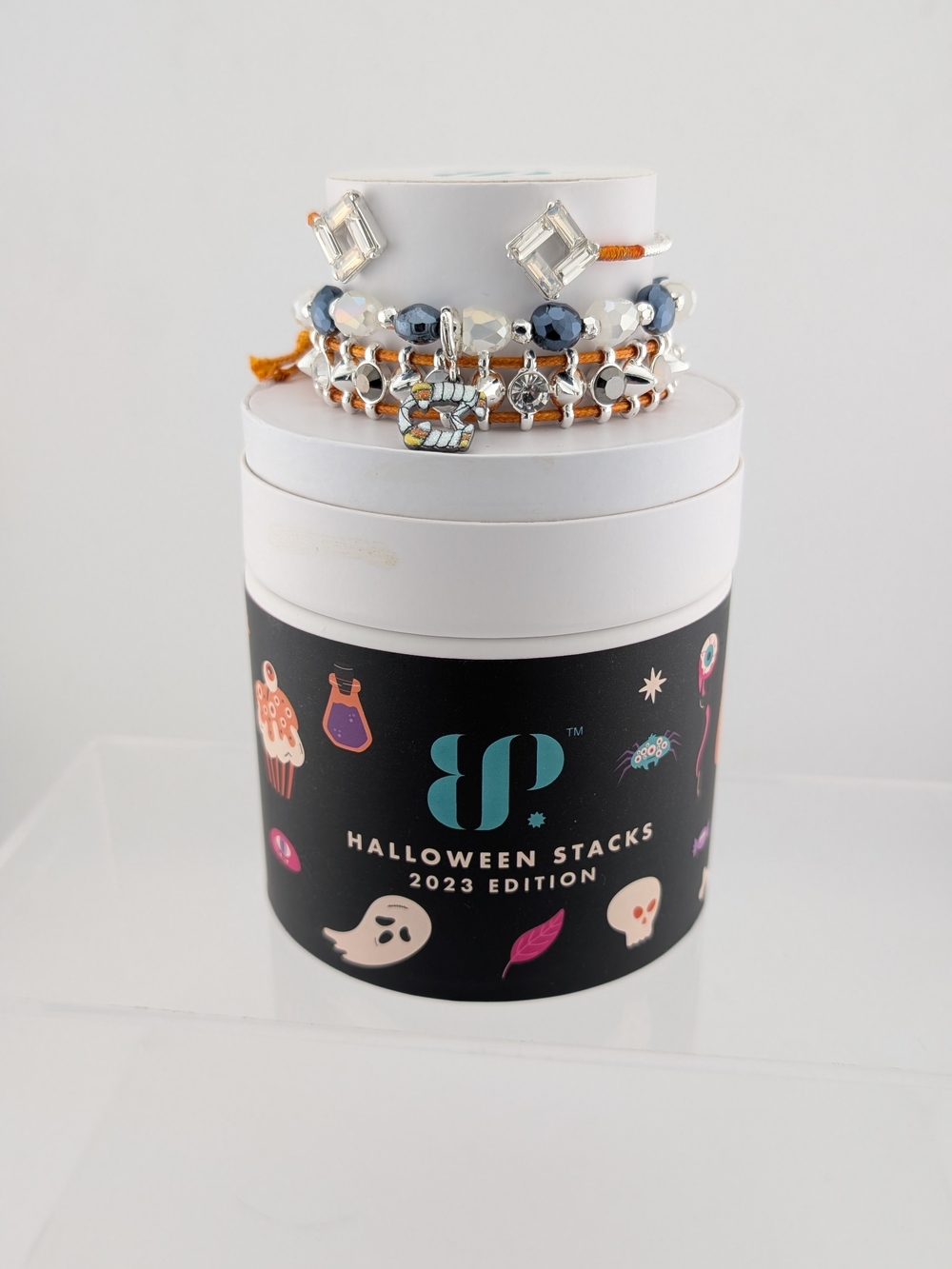 Bomb Party Halloween Stack Bracelet Set - Orange, Blue & Silver